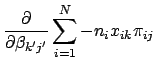 $\displaystyle \frac{\partial}{\partial\beta_{k^\prime j^\prime}} \sum_{i=1}^N - n_i x_{ik} \pi_{ij}$